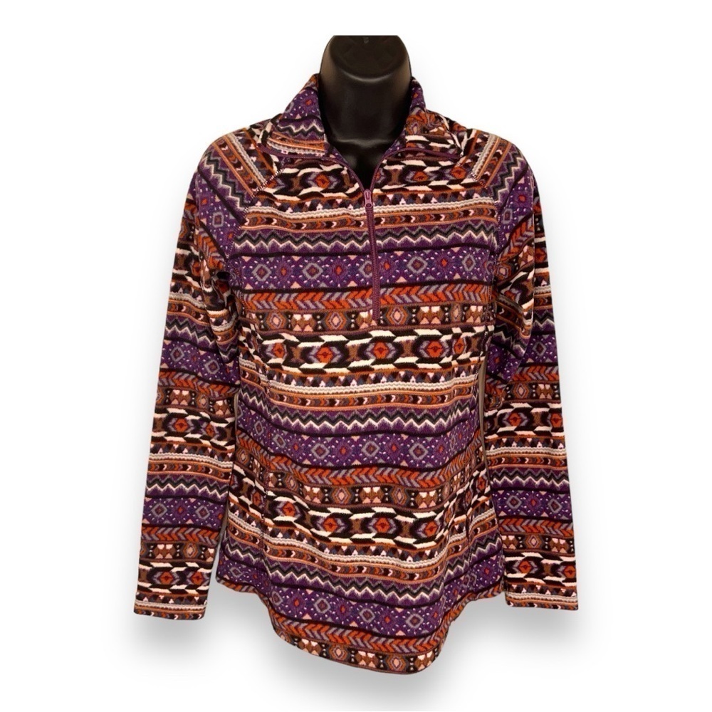 XS WOOLRICH TRIBAL GEOMETRIC PRINT FLEECE JACKET ZIP COLLAR SOUTHWESTERN